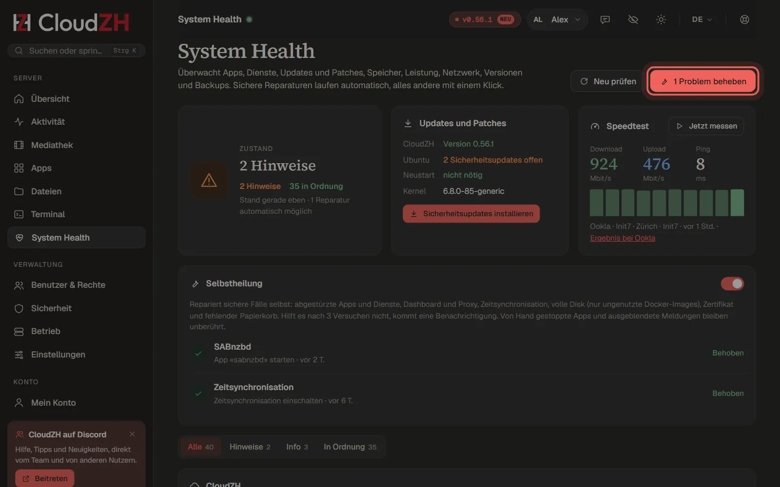 Probleme in System Health beheben