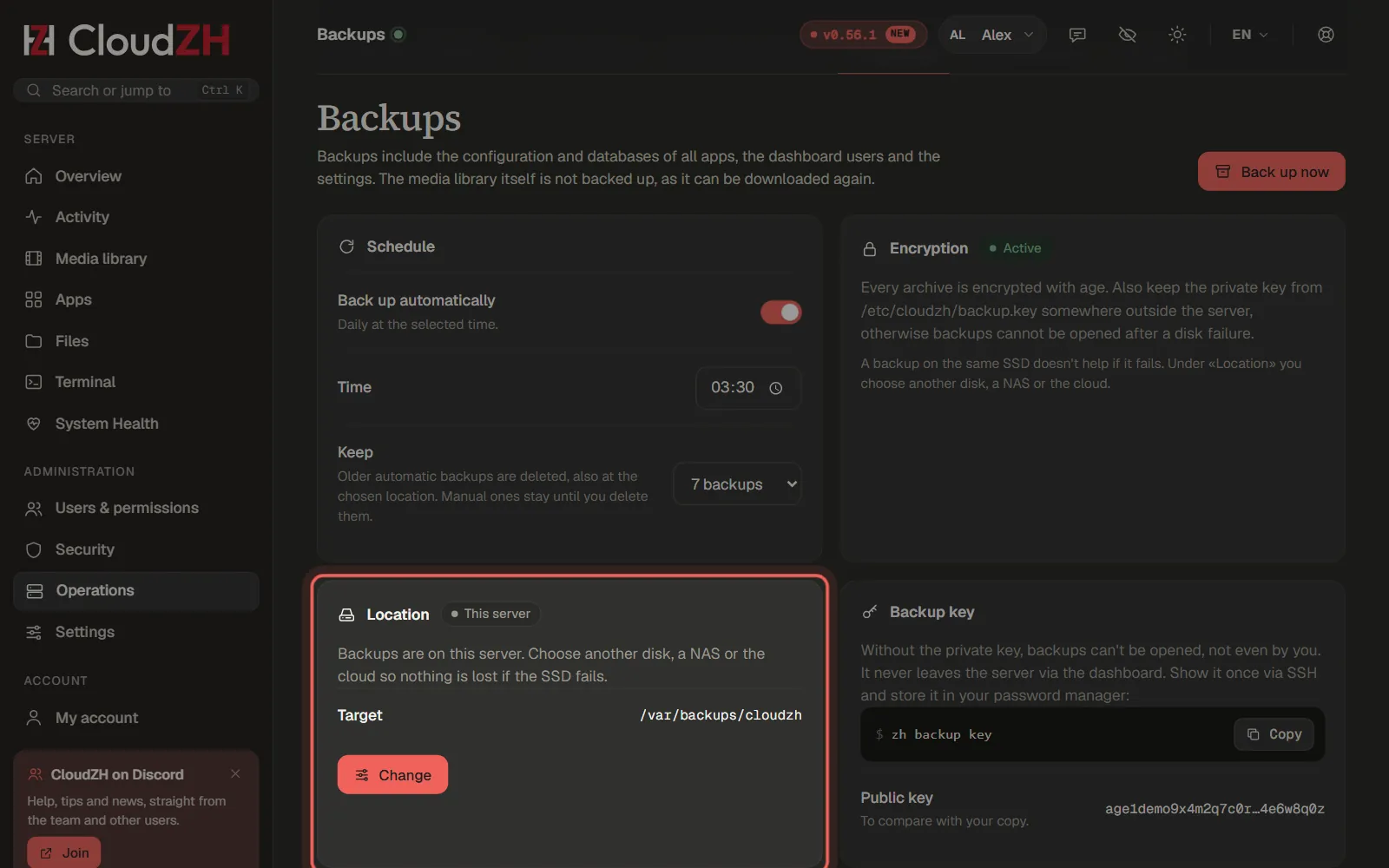 Open the backup location