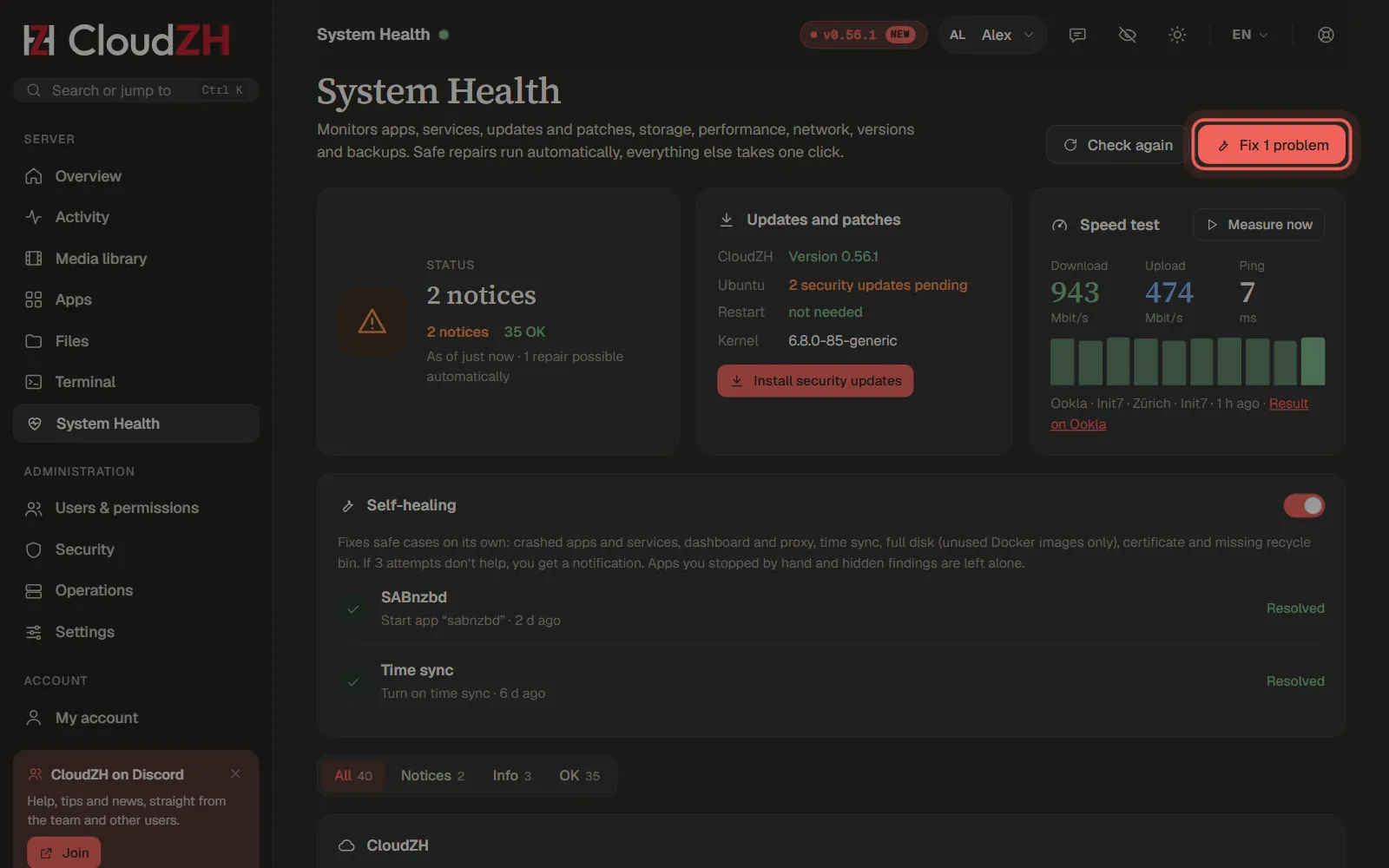 Fix problems in System Health
