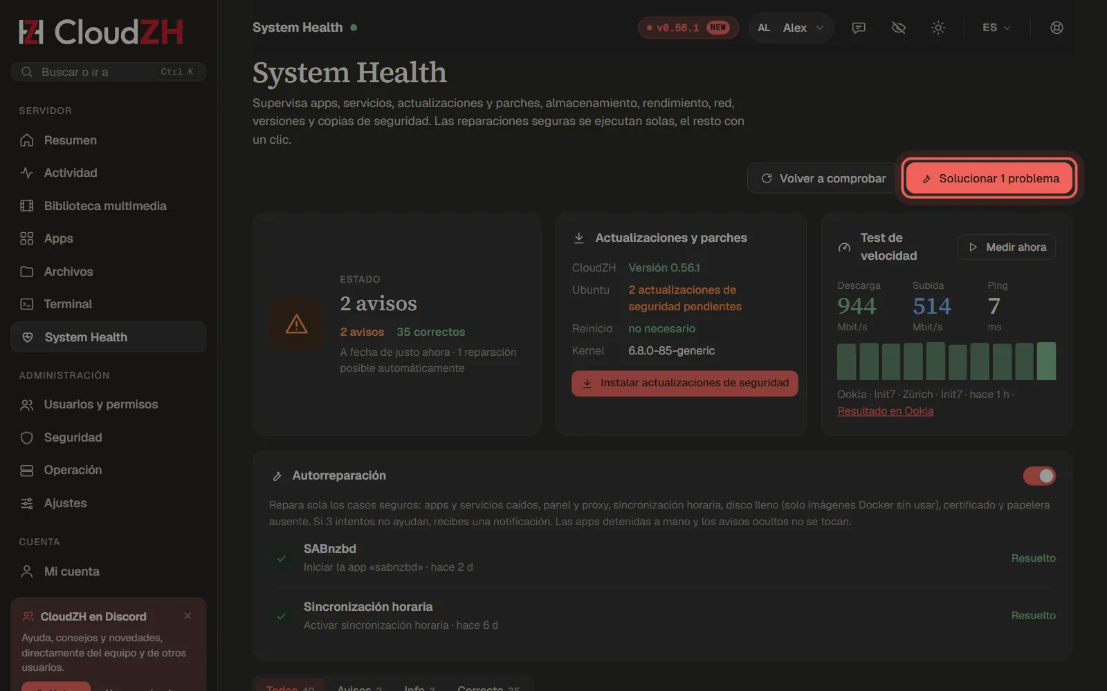 Corrige problemas en System Health