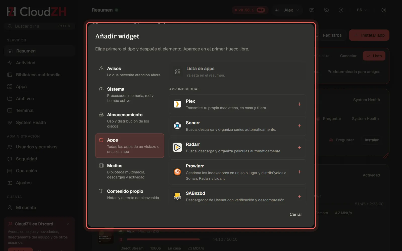 Añade widgets