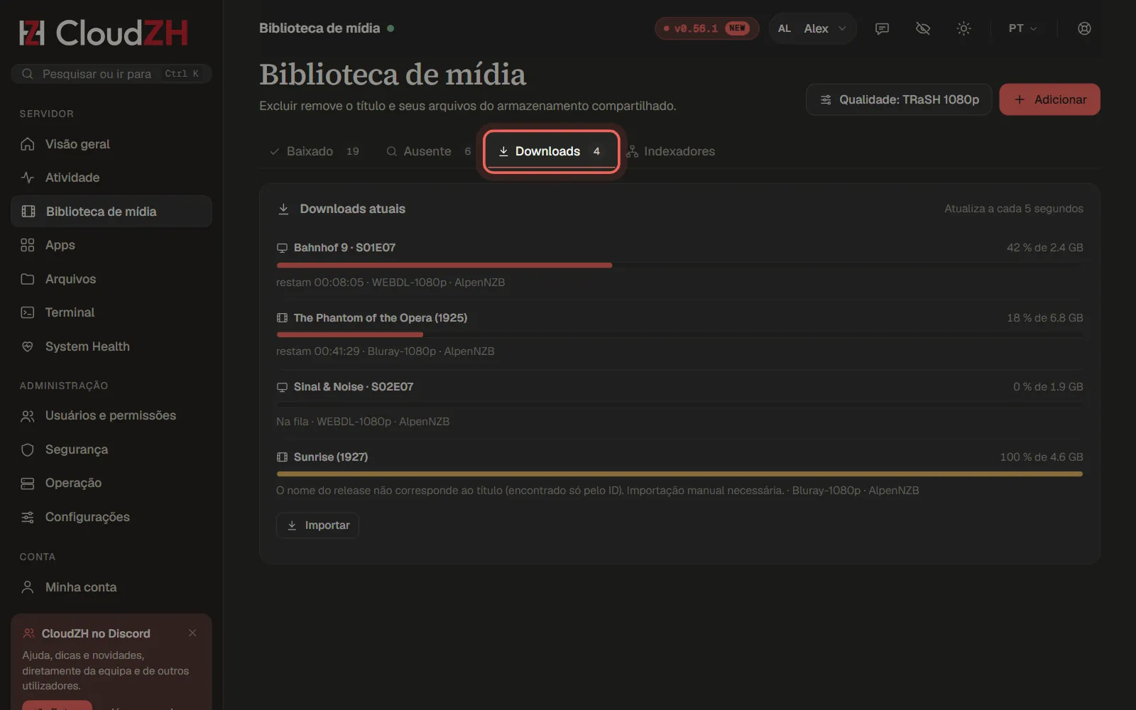 Acompanhe os downloads