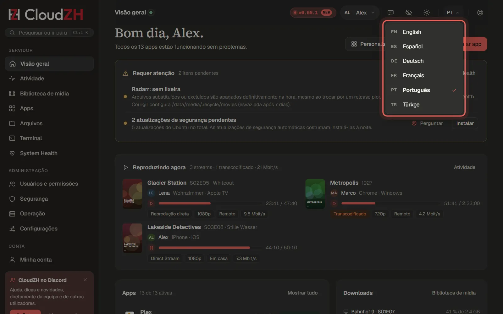 Escolha o seu idioma