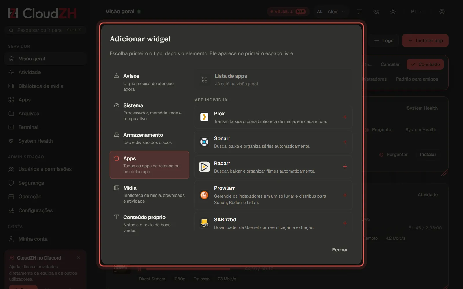 Adicione widgets