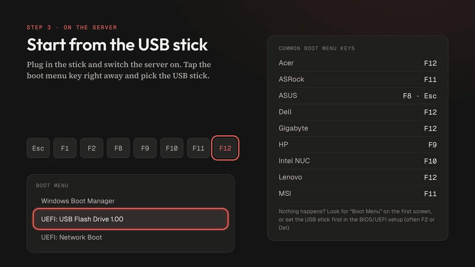 Inicie o servidor pelo pendrive