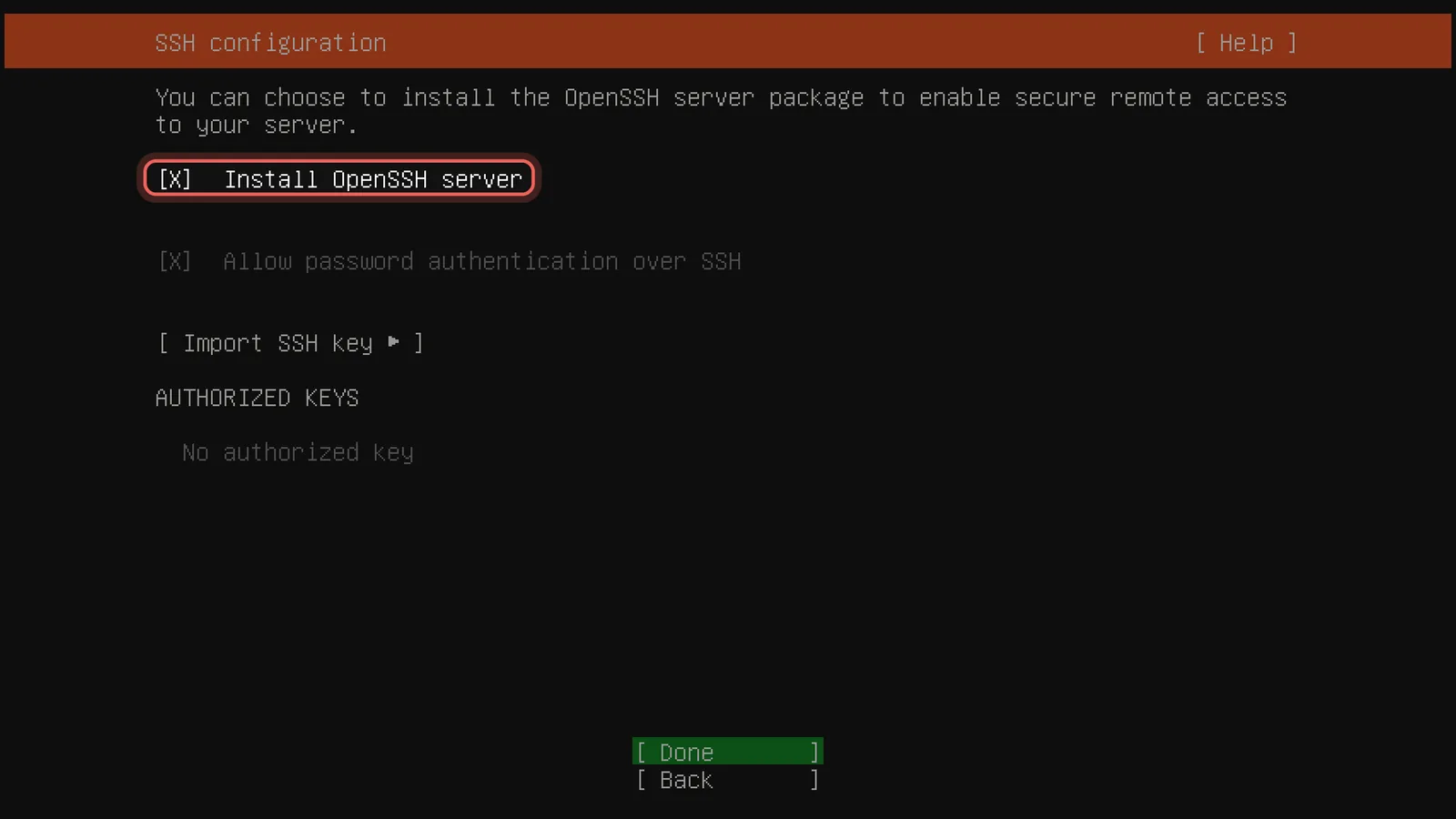 Instale o servidor OpenSSH